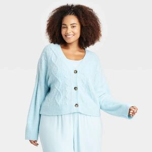 Auden Women's Sweater Cardigan, Light Blue - Size 1X - NEW